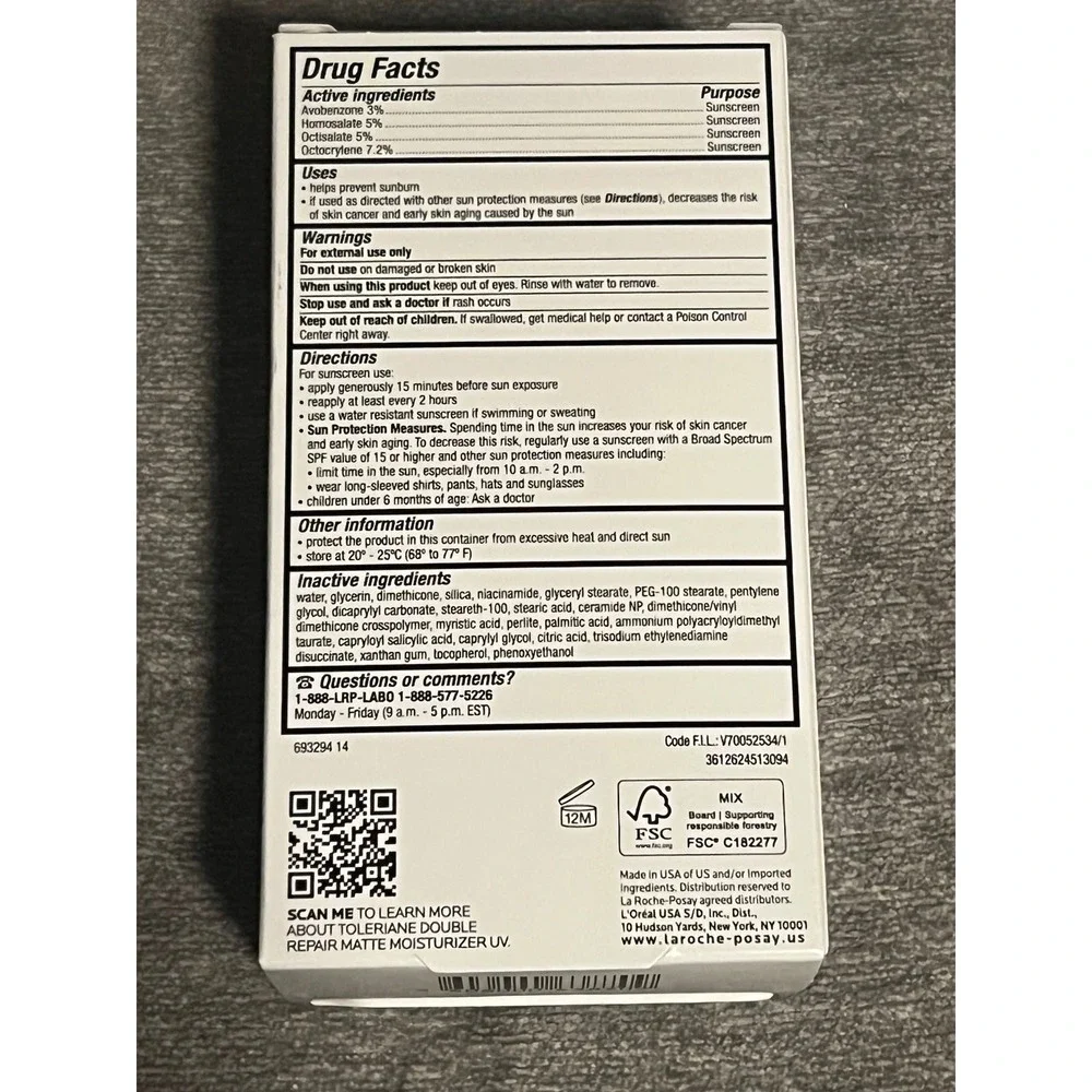 La Roche-Posay Toleriane Double Repair Matte Moisturizer UV SPF 30 100ml New